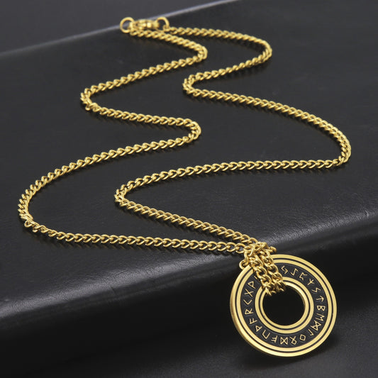 European And American Retro Style Luen Letter Circle Pendant Men's Necklace