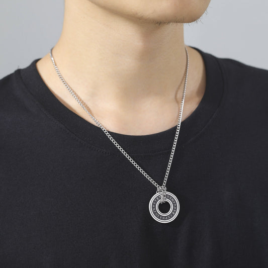 European And American Retro Style Luen Letter Circle Pendant Men's Necklace